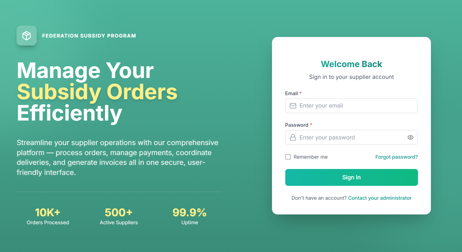 Supplier Dashboard