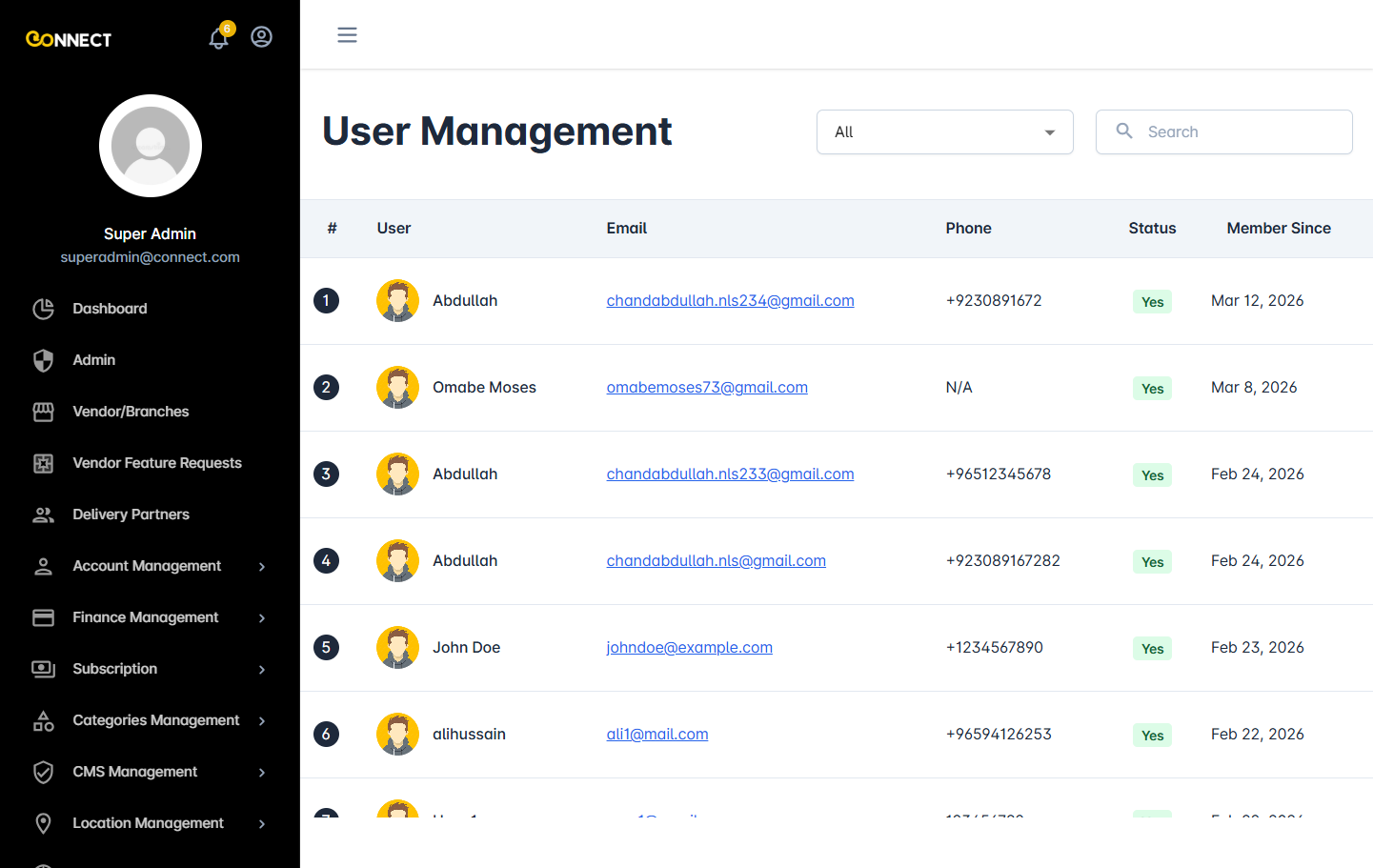 Vendor & Admin Dashboards