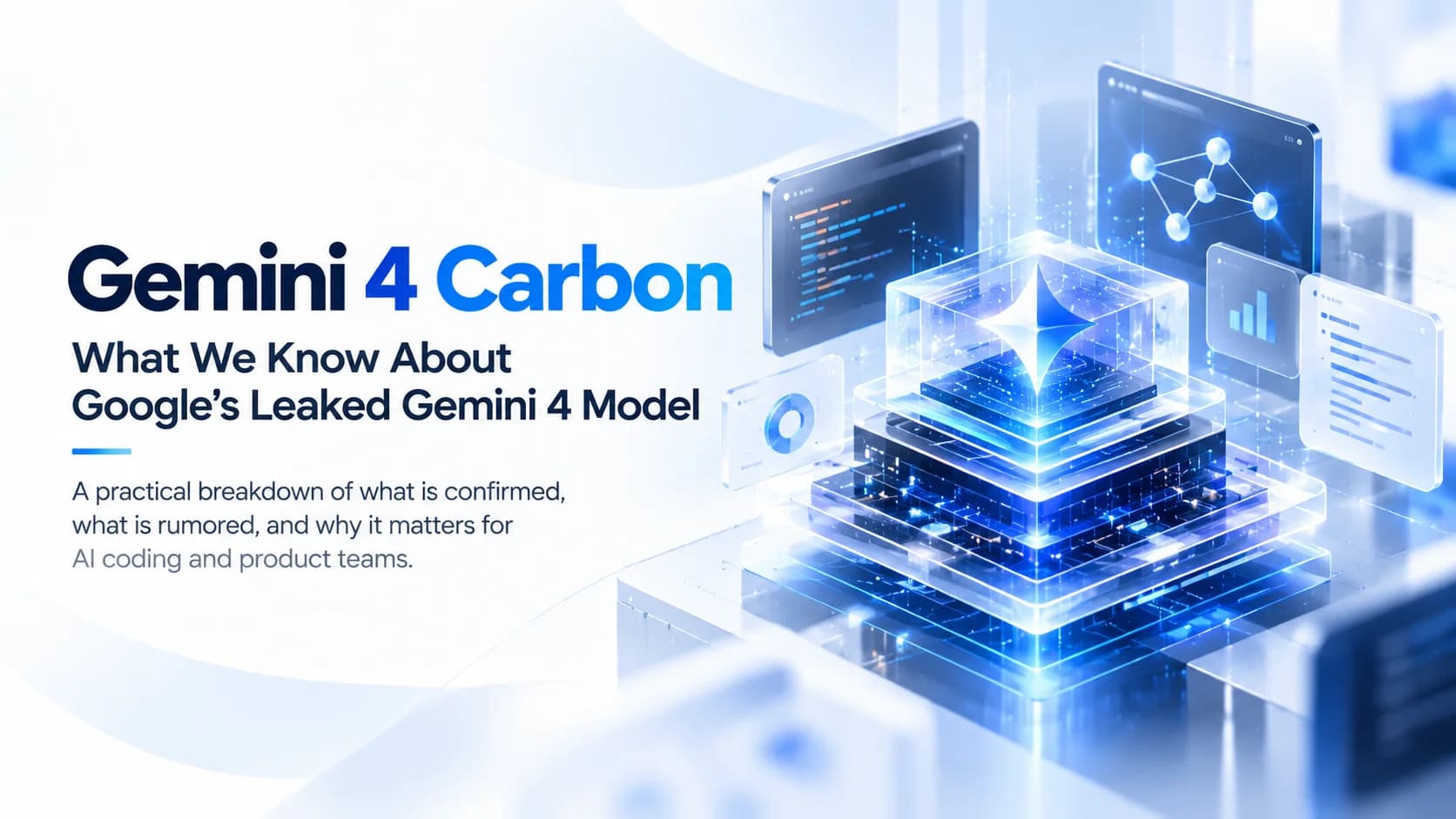 Gemini 4 Carbon concept graphic showing Google’s unreleased internal AI checkpoint alongside Gemini 4 Argon and coding agent workflows.