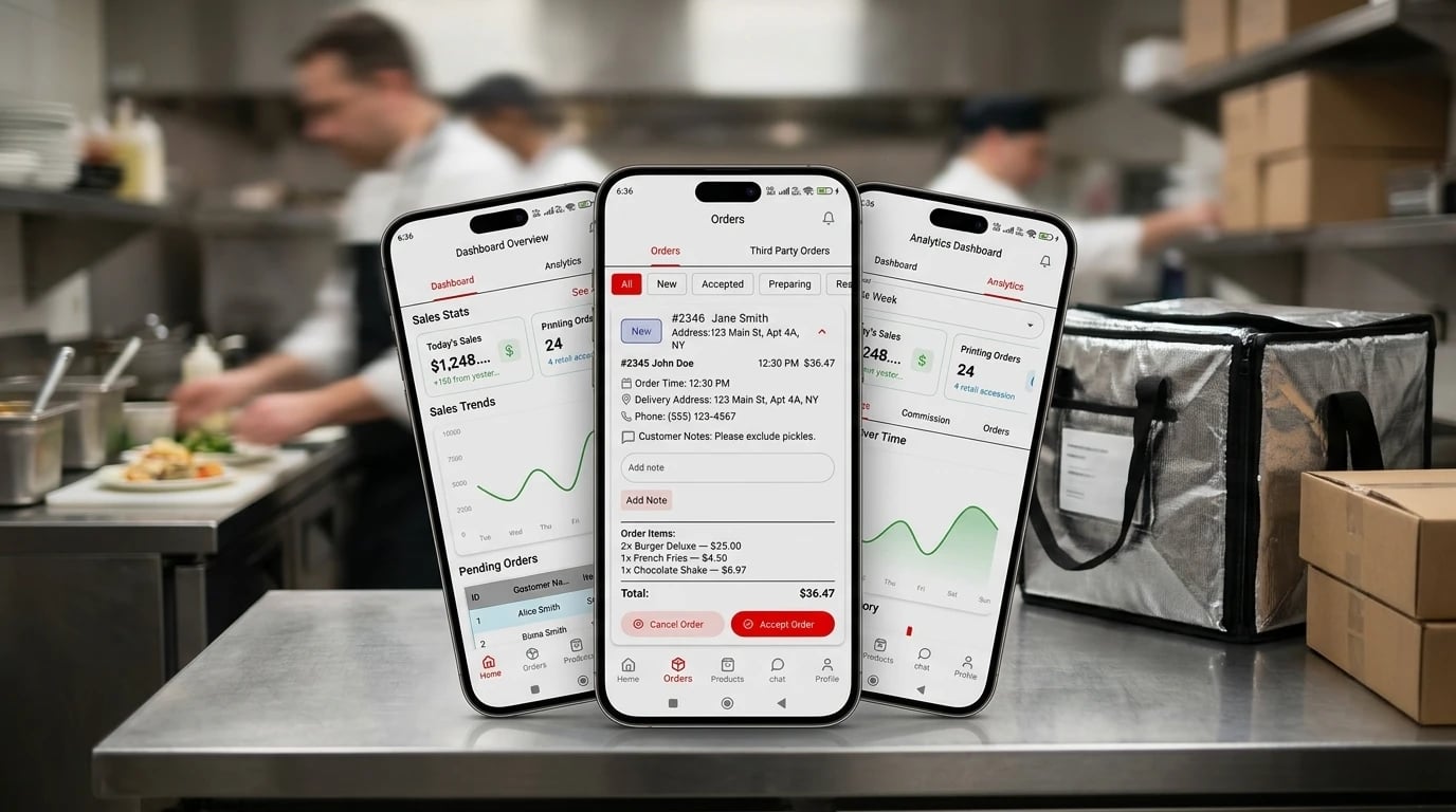 BiteTaps third-party orders app on a phone, showing the order entry screen