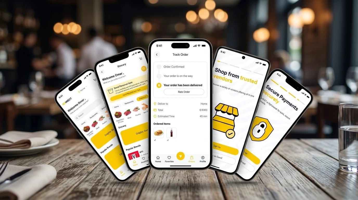 Connect customer app on a phone, showing the order tracking screen