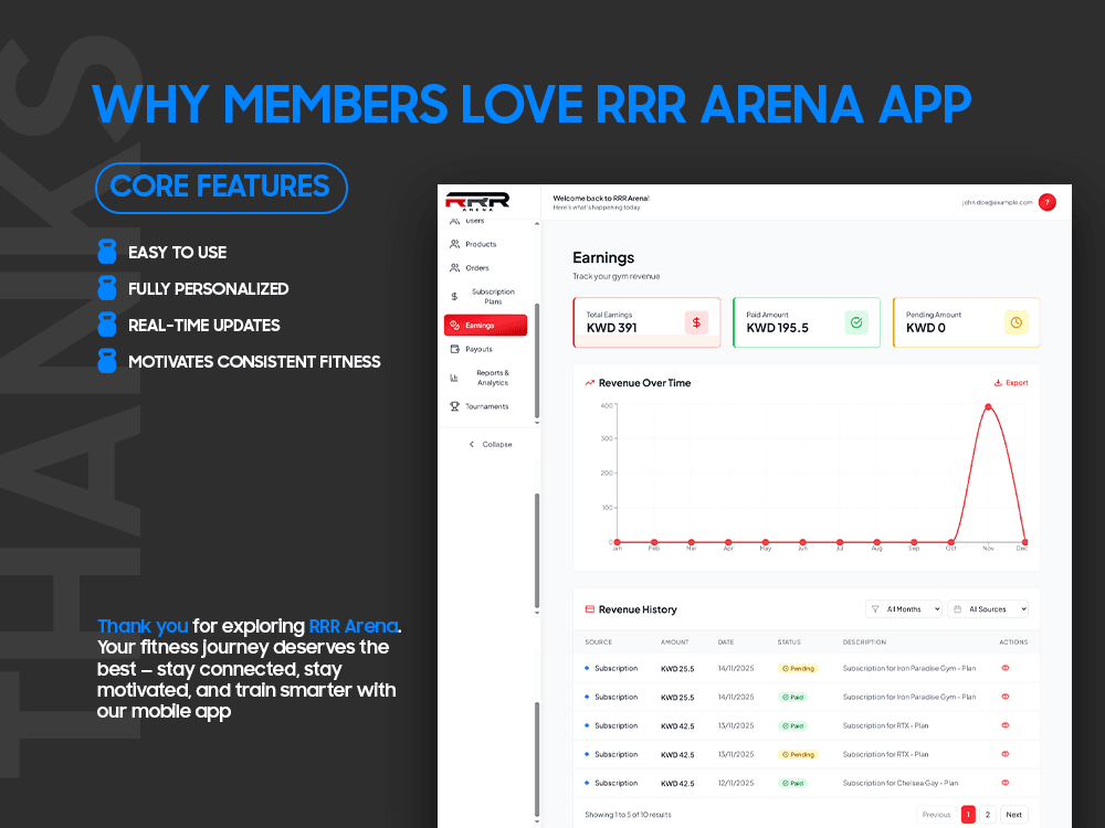 Gym Dashboard — Web
