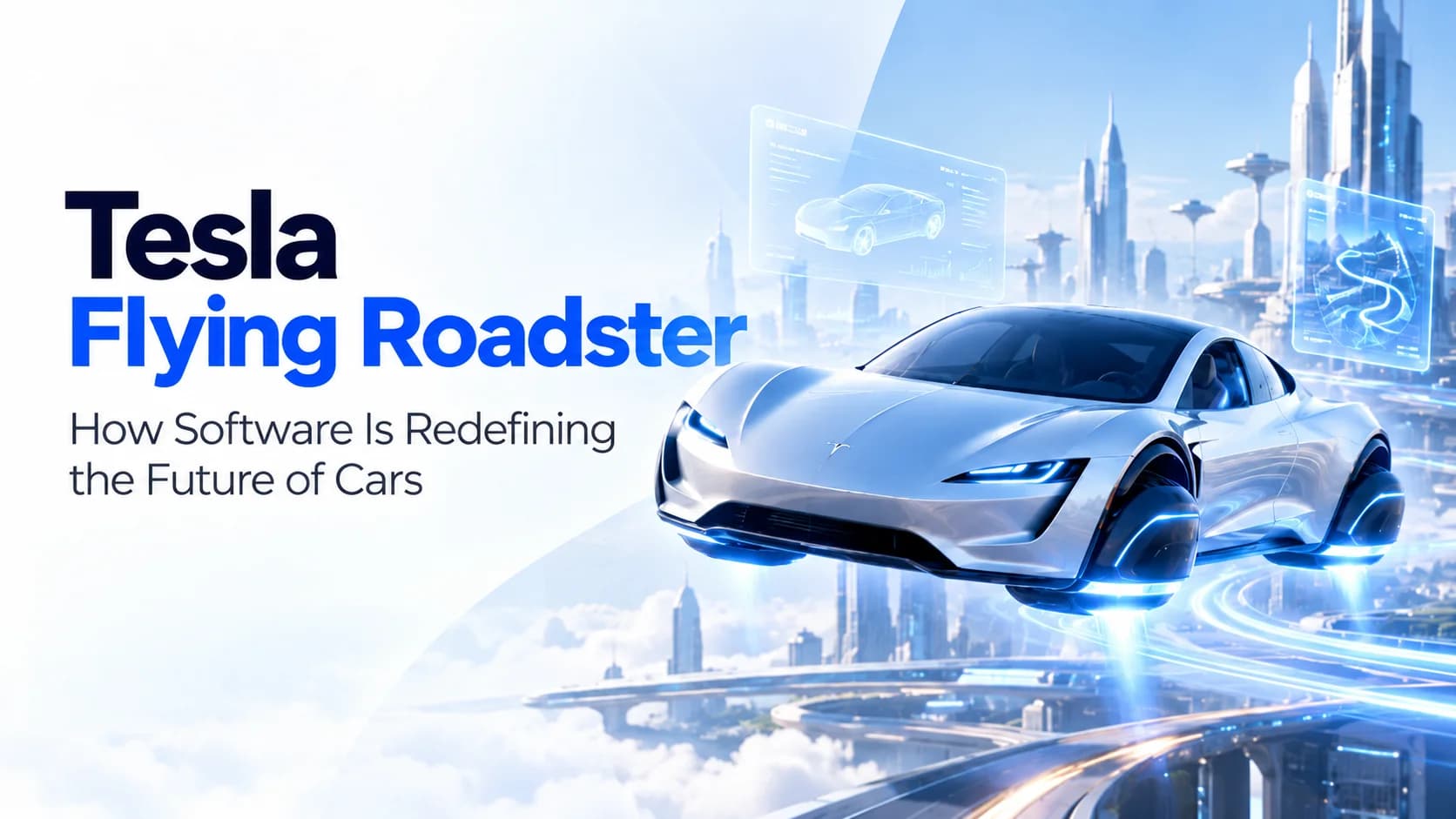 Tesla next-generation Roadster electric sports car demonstrating futuristic automotive technology and SpaceX-inspired flight capabilities.