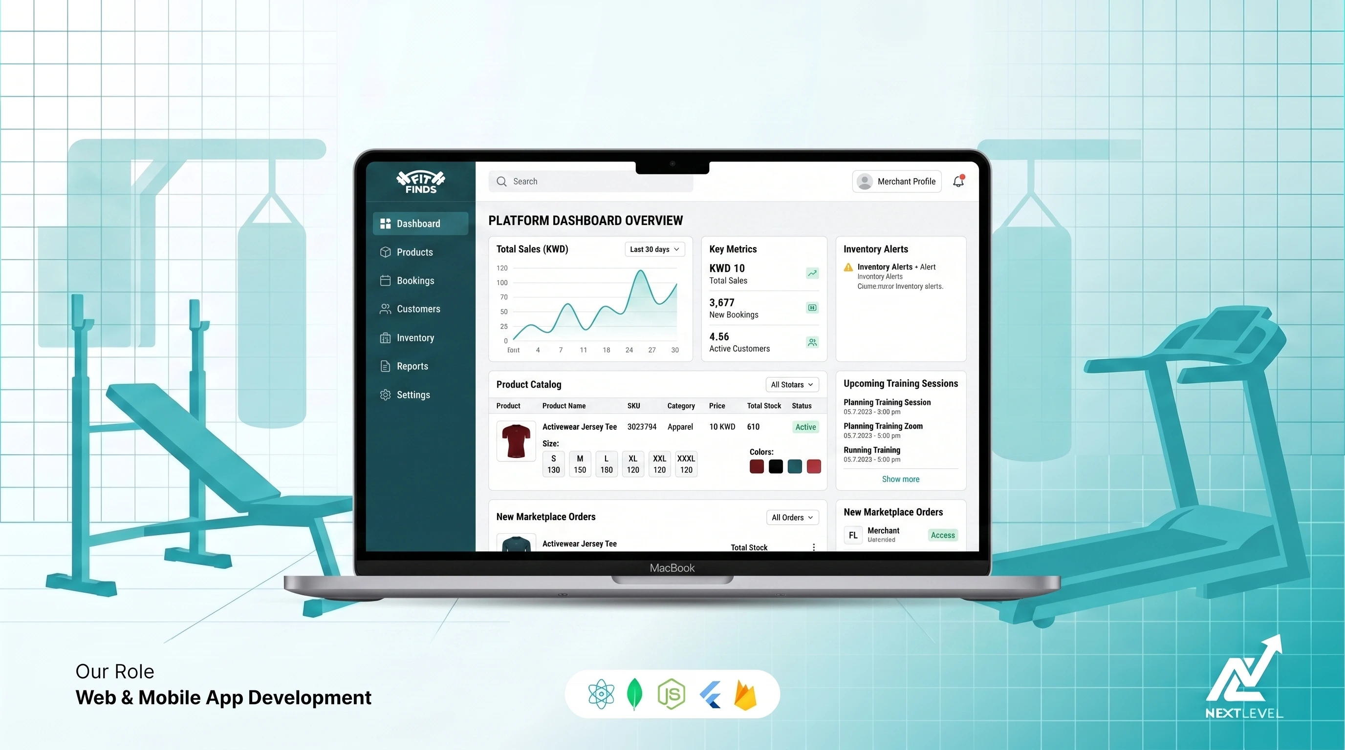 Multi-vendor fitness marketplace admin panel — platform control for FitFinds